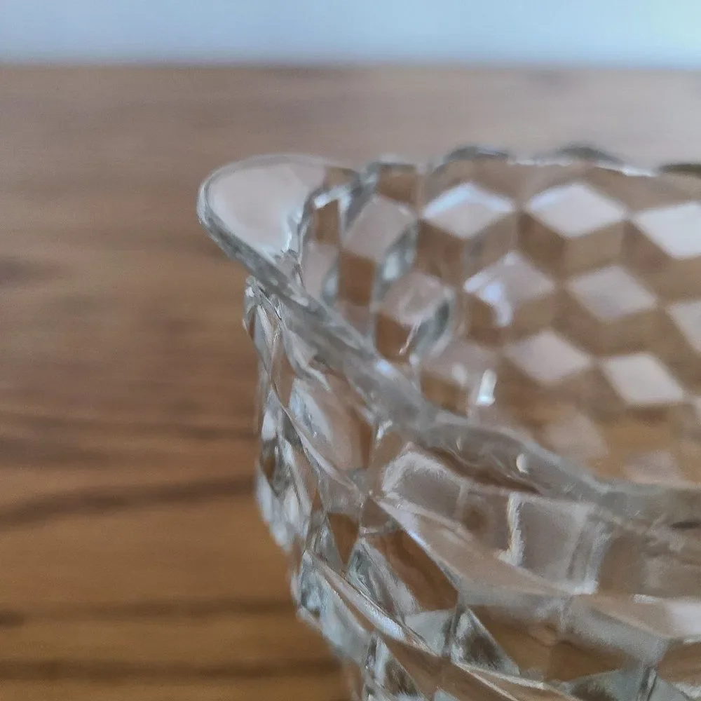 Cubist Style Crystal Open Sugar Bowl and Creamer Vintage Antique